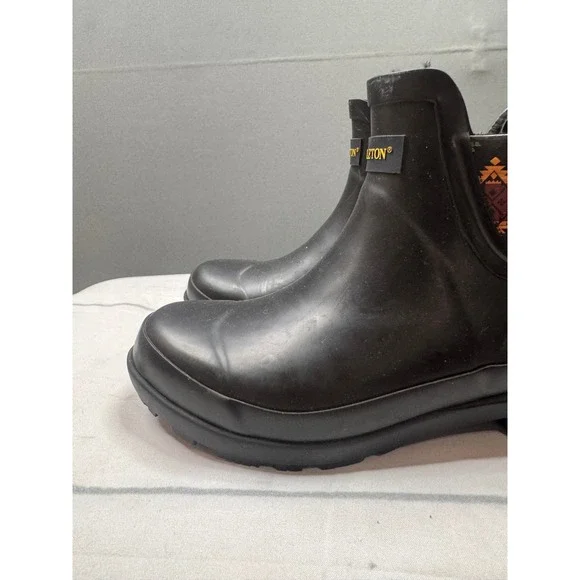 Pendleton Rain Boots Women Black Faux Fur Lined Southwestern Chelsea US 6 - Picture 3 of 10